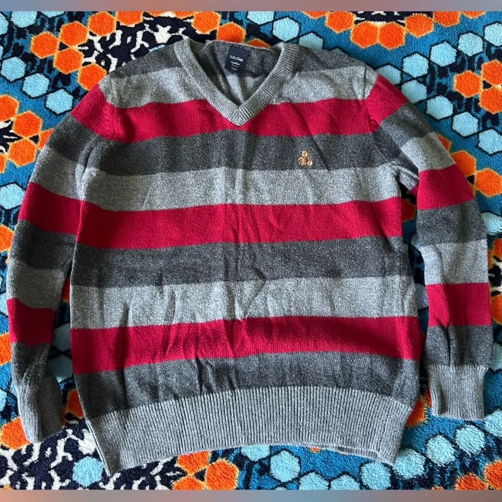 Gap Striped V-neck Sweater Cotton Boys